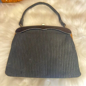 Vintage women’s black  fabric handbag‎